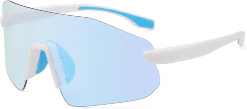 Miniatura 2 de SOJOS Gafas de sol para correr para mujeres y hombres, ligeras TR90 sin marco UV400 gafas deportivas envolventes, SJ2352 Blanco