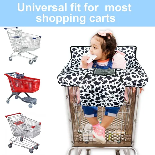 Miniatura 5 de Funda para Carrito de Compra para Bebé 2 en 1 Funda para Silla Alta con Arnés de Seguridad Multifuncional Cubiertas para Carrito con Patrón de Vaca
