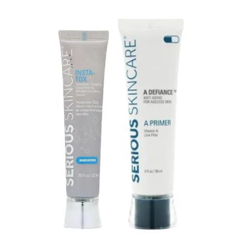 INSTA-TOX - Suero suavizante de arrugas de 0.75 onzas líquidas y vitamina A, base de preparación de maquillaje y minimizador de poros, 2 onzas