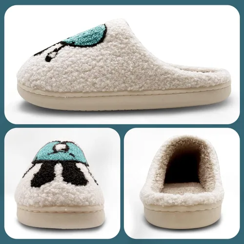 Miniatura 2 de Las bonitas pantuflas de conejito malo perfectas para mujeres y hombres bordado de dibujos animados pantuflas cálidas de invierno con patrón de amor
