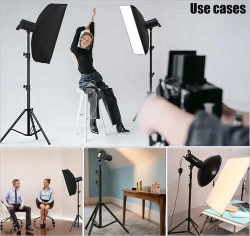 Miniatura 7 de Soporte de luz profesional para fotografía de 110 pulgadas/9.2 pies/280cm, soporte de trípode de metal acolchado con aire para caja de luz, luz