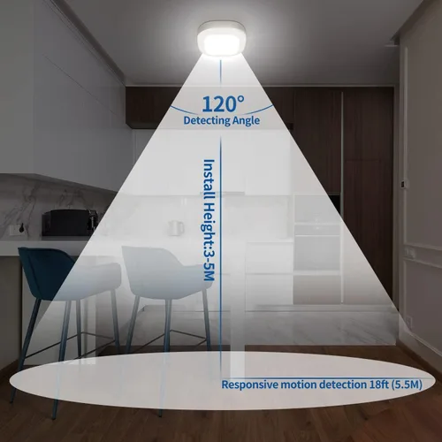 Miniatura 5 de WhitePoplar Luz de armario, luz de techo LED con sensor de movimiento a batería, 300LM para interiores, inalámbrica, para pasillo, garaje, escalera