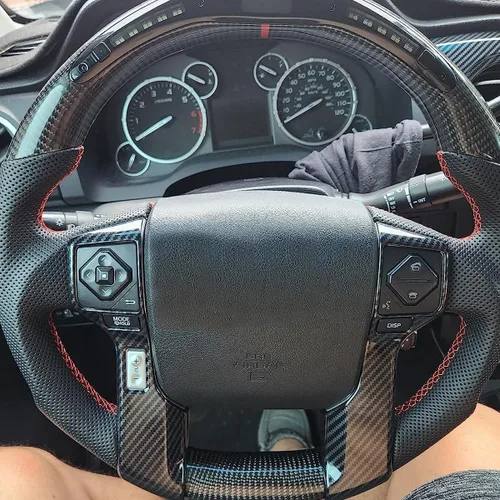 Miniatura 2 de Tocatus Cubierta del volante para Toyota 4Runner SUV Tacoma Tundra 2014-2022, fibra de carbono ABS, 2 unidades (5 agujeros)