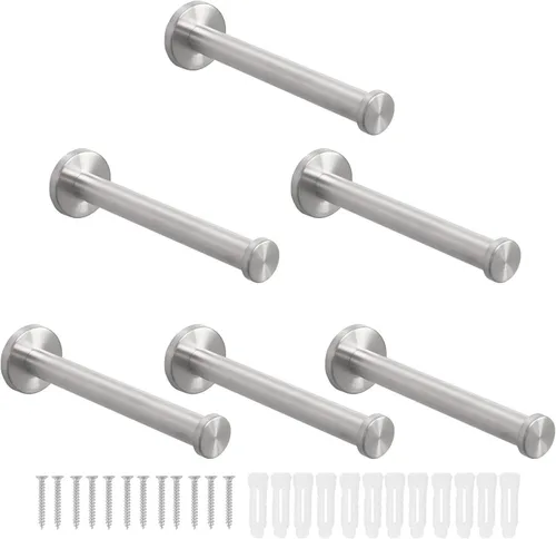 Miniatura 8 de Ganchos para toallas de baño, paquete de 6 ganchos redondos para abrigos, gancho resistente para bata montado en la pared, colgador de ropa Cromo