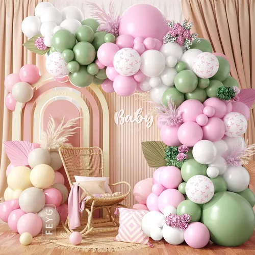 Miniatura 23 de Kit de Arco de Guirnalda de Globos de Género, Globos Rosa Polvoriento y Azul Arena Blanca, Globo Bohemio Rosa Nude para Tema Neutro Baby Shower