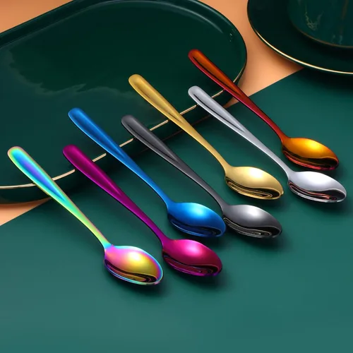 Miniatura 9 de 8 Pieces Dessert Spoons Teaspoons Small Coffee Spoons Espresso Spoons, 5.5 Inch (black)