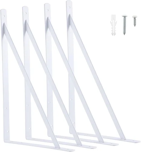 Miniatura 13 de HOME MASTER HARDWARE Soportes de estante resistentes de 12 x 8 pulgadas, capacidad de carga: 600 libras, soportes de metal negro de 90 grados