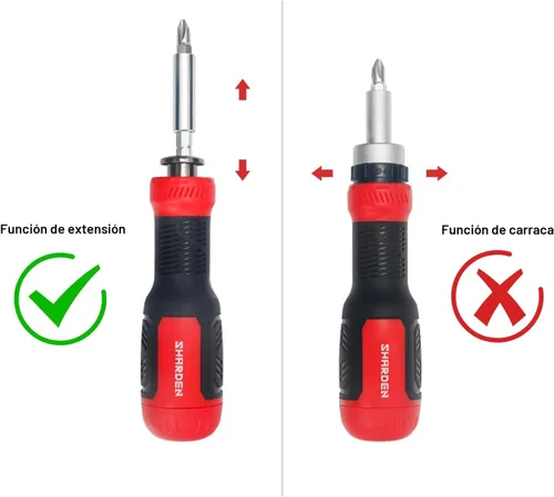 Miniatura 5 de SHARDEN Destornillador Múltiple 13 en 1 Juego de Destornilladores Ajustables Multiherramienta Todo en Uno con Torx de Seguridad, Cabeza Plana, Rojo