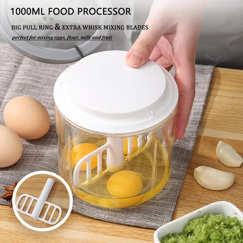 Miniatura 6 de Procesador manual de alimentos, picador de verduras, picador de cebolla de 33.8 fl oz, picador de ajo, picador de ajo, batidora y licuadora