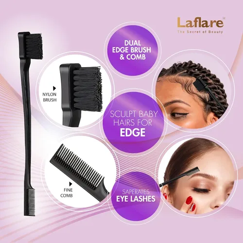 Miniatura 5 de Laflare Estante de trenzado para cabello con juego de peine, pulsera de gel trenzado y estante (soporte de extensión con 60 clavijas) con accesorios