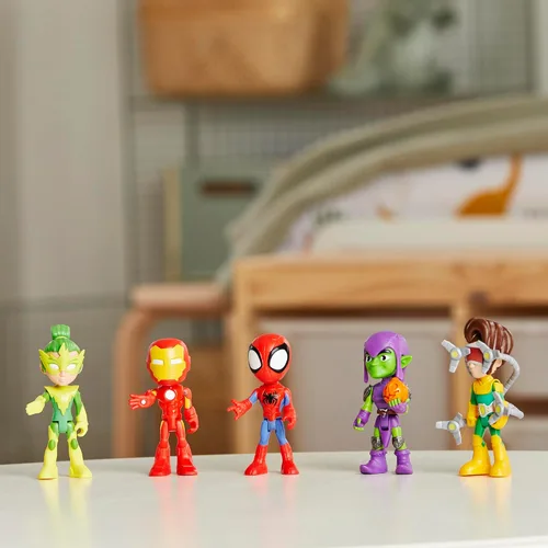 Miniatura 12 de Spidey y sus increíbles amigos Hasbro Marvel, paquete de amigos y enemigos, 5 figuras de acción, 4 pulgadas, juguetes de superhéroes preescolares