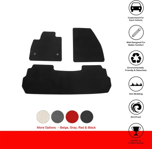 Miniatura 2 de IKON MOTORSPRTS - Alfombrillas compatibles con Cadillac XT5 2017-2024, protector de forro de nailon negro personalizado para automóvil, 1ª 2ª fila