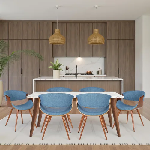 Miniatura 23 de Armen Living Silla de comedor de mediados de siglo estilo mariposa con acabado en nogal y tela verde Tela verde/nogal