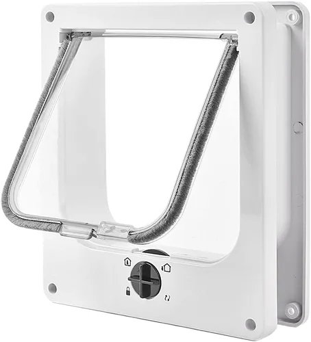 EASY JOY Puertas para gatos (tamaño exterior 10.6 x 9.2 pulgadas), puerta de gato con bloqueo de 4 vías para puertas interiores y exteriores, puerta