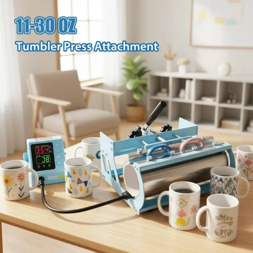 Miniatura 5 de Máquina de Prensa de Calor, Prensa de Calor de 15x15 para Camisetas con Accesorio para Tazas de Sublimación de 30oz, Prensa para Gorras, Impresión