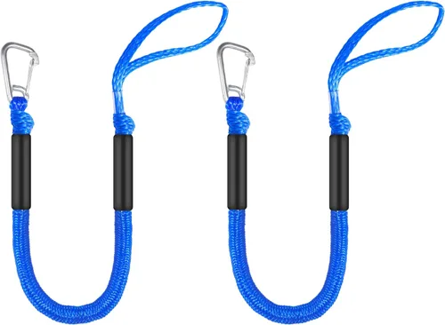 Miniatura 7 de Líneas de muelle elástico para barcos – Amarres ajustables para pontón, moto acuática, PWC, kayak Líneas de amarre de crucero pequeñas de un solo