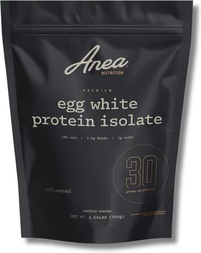 Aislado de proteína de clara de huevo de Anea, sin sabor, 1.06 oz de proteína, sin grasa, 0.21 oz de BCAA | Perfil completo de aminoácidos | Sin