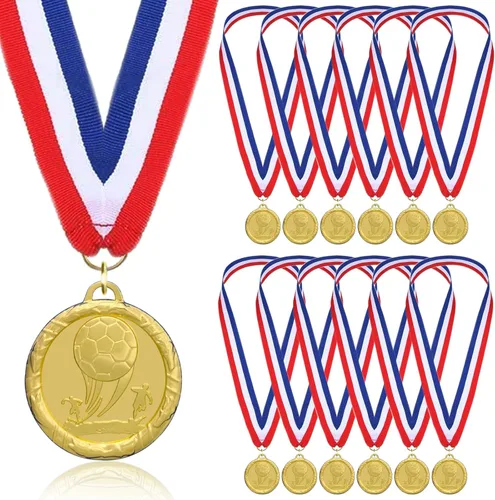 Miniatura 6 de Donrime 12 Pieces Soccer Medals for Kids, Gold Metals Awards Medal for Kid’s Sports Soccer Games, Soccer Party Favors, 2 Inches