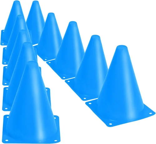 KINJOEK Paquete de 30 conos de entrenamiento deportivo de 7 pulgadas, conos de tráfico azules con bordes redondeados para seguridad, fútbol, fútbol,