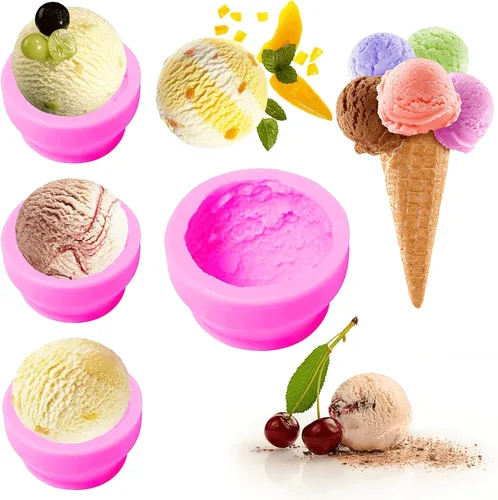 Moldes de silicona en forma de bola de helado 3D, moldes para hacer galletas, moldes para hacer velas, moldes de silicona para jabón y arcilla,