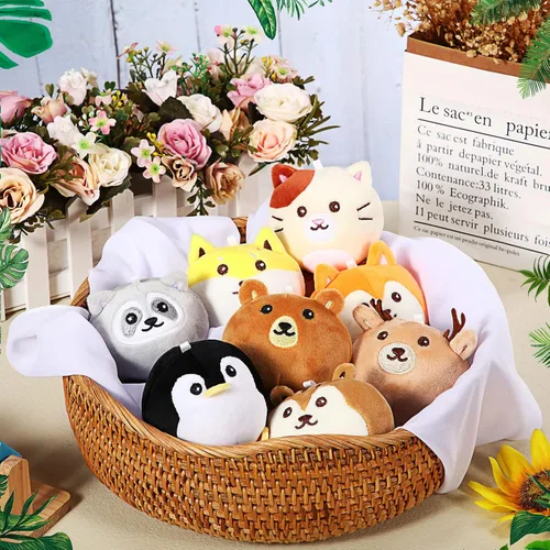 Miniatura 4 de Aoriher 8 piezas de mini animales de peluche de 3.15 pulgadas, llavero colorido de animales del bosque a granel para cumpleaños, bodas, baby shower