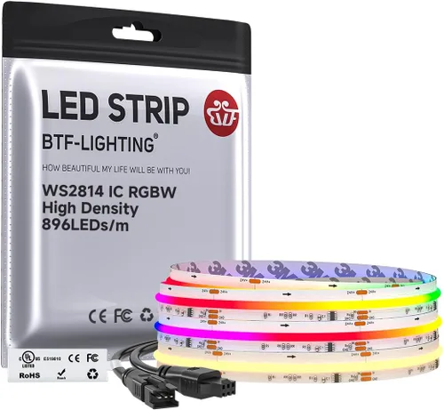 Miniatura 19 de BTF-LIGHTING Tira LED FCOB COB WS2814 IC RGBW 6000K Flexible de Alta Densidad con Efecto de Persecución de Color Uniforme 3m DC24V 896LED/m 16IC/m