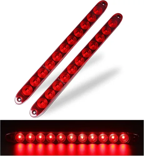 Miniatura 9 de Barra de luz roja para remolque, barra de luz trasera de 11 LED de 15 pulgadas, para estacionamiento/freno/giro/señal/marcador, luces de remolque