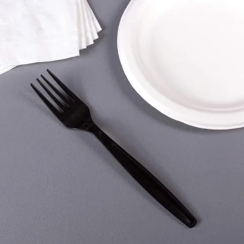 Miniatura 5 de Karat U2030 7" Tenedor desechable extra pesado - Negro (caja de 1000)