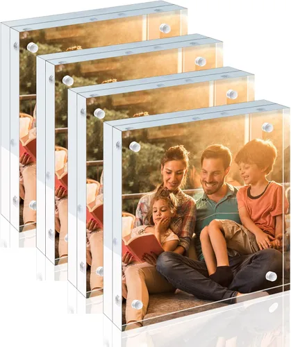 Miniatura 50 de Egofine Marco acrílico de 3.5 x 5, marco transparente sin marco de 0.787 in más grueso, marco de fotos magnético de doble cara, pantalla