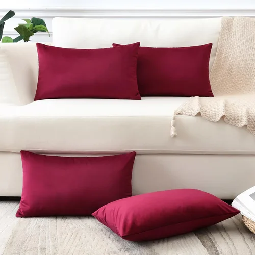 Miniatura 10 de OTOSTAR Juego de 4 fundas de almohada decorativas de terciopelo suave, fundas de cojín lumbares sólidas, fundas de cojín lujosas para sofá