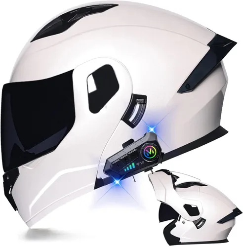 Miniatura 12 de Casco de motocicleta Bluetooth modular aprobado por DOT con visera doble, cara completa, abatible, integrado, cascos de motocicleta con visera