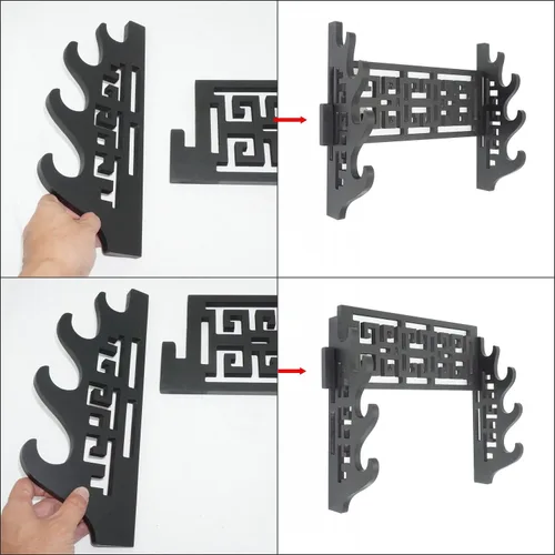 Miniatura 2 de Soporte para espada de 4 niveles, soporte de pared para espada samurái, soporte de espada para Katana Wakizashi y espadas estándar (clásico)