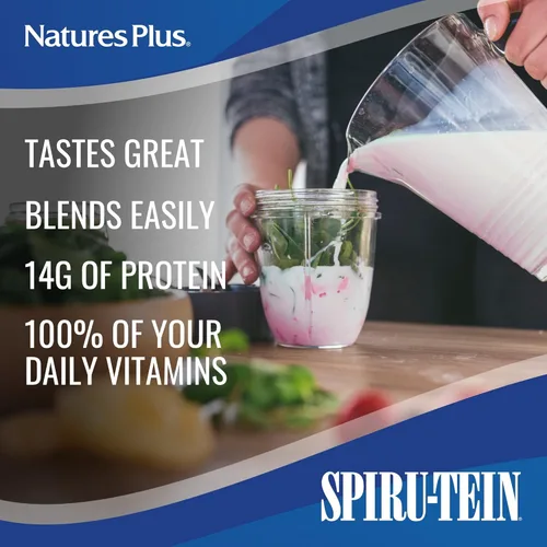 Miniatura 3 de NaturesPlus SPIRU-TEIN - Harina de proteína en polvo – Fresa – 8 paquetes – Batido de proteínas a base de plantas – Sin OMG, vegetariano, sin gluten