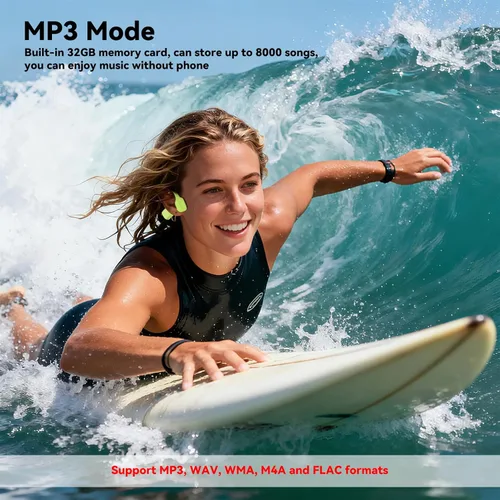 Miniatura 3 de Auriculares de natación, IPX8 impermeables de conducción ósea auriculares inalámbricos subacuáticos con memoria de 32 GB para natación, ciclismo