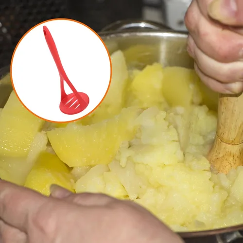 Miniatura 5 de UPKOCH Triturador de patatas de silicona, herramienta de cocina pequeña, herramienta trituradora de alimentos para bebés, cortador de verduras, Rojo