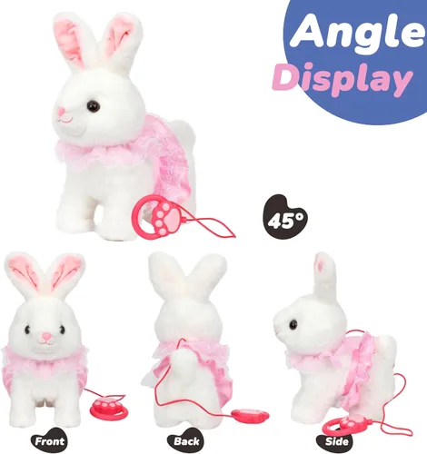 Miniatura 4 de Hopearl Hopping Bunny - Juguete electrónico interactivo de conejo con correa de control remoto para mascotas, repite lo que dijiste, regalos