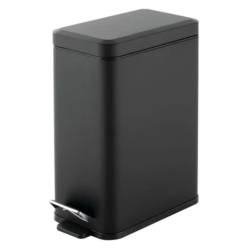 Miniatura 8 de mDesign Cubo de Basura con Pedal — Cubo de basura con pedal, tapa e inserto de cubo de plástico para baño, cocina y oficina — Cubo de basura de Negro