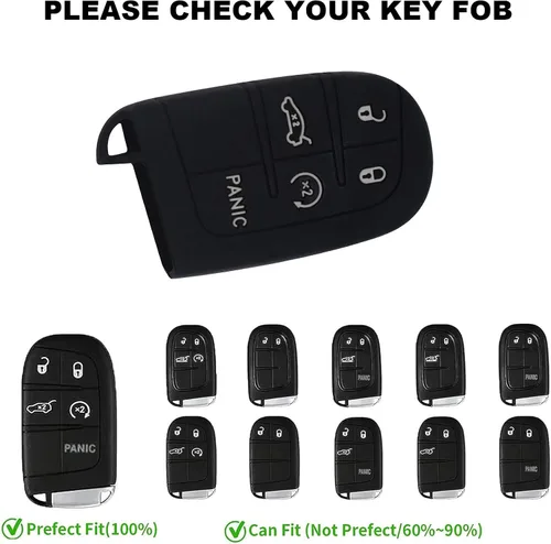Miniatura 2 de GZSH Funda para llavero para Dodge Accesorios de 5 botones, funda de silicona para llavero de repuesto con control remoto para Dodge Challenger
