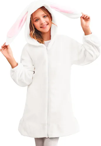 Miniatura 2 de Batermoon Sudaderas con capucha y orejas de conejito para niñas con cremallera de anime, abrigos de gran