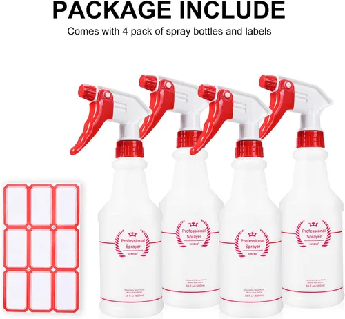 Miniatura 7 de Uineko - Botella de plástico resistente multiusos a prueba de fugas, con atomizador, boquilla y medidas ajustables, para líquidos de limpieza, regar
