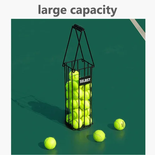 Miniatura 4 de Selbst Tolva de pelota de tenis, cesta de pelotas de tenis, colector portátil de pickleball con bolsa de transporte de malla, recogedor