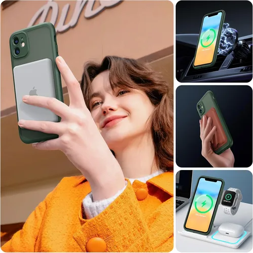 Miniatura 6 de TOCOL Funda para iPhone 11, compatible con Magsafe, protección completa de cámara, imanes integrados, protección contra caídas, funda translúcida