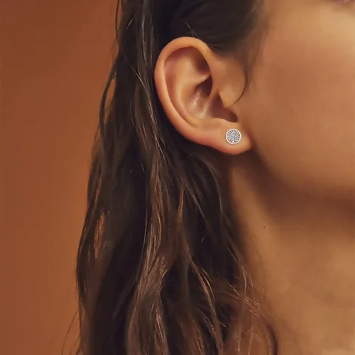 Miniatura 2 de Aretes colgantes de plata de ley 925 con piedra natal, aretes hipoalergénicos para orejas sensibles