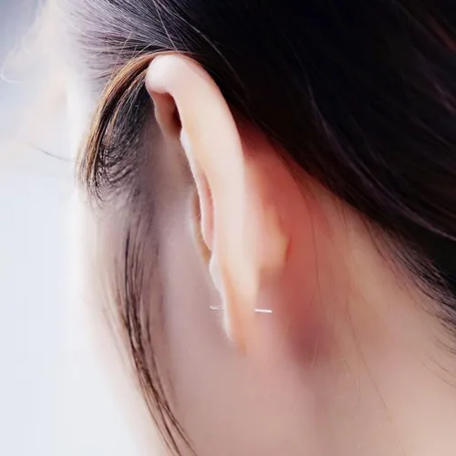 Miniatura 3 de 10 pares de aretes de plata de ley de 0.43 pulgadas de largo, aretes de aguja de plata para mujer, mini protector de oídos, antialérgicos, básicos
