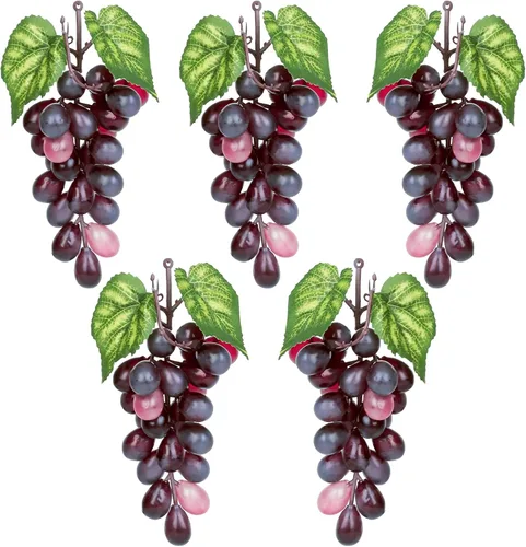 Miniatura 15 de 5 racimos de uvas falsas de goma, paquetes de uva falsa para el hogar, casa, cocina, fiesta, boda, fotografía, decoración, color negro