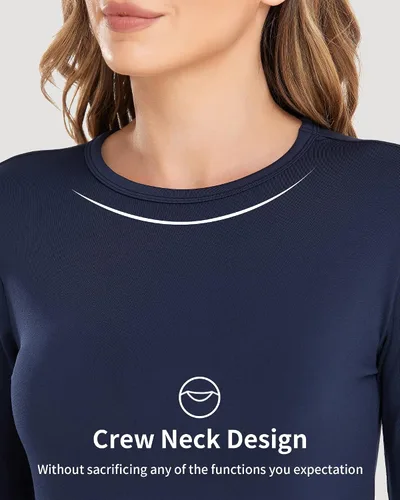 Miniatura 2 de WEERTI Ropa interior térmica larga de cabeza a pies para mujeres, con forro de vellón, capa base para climas fríos