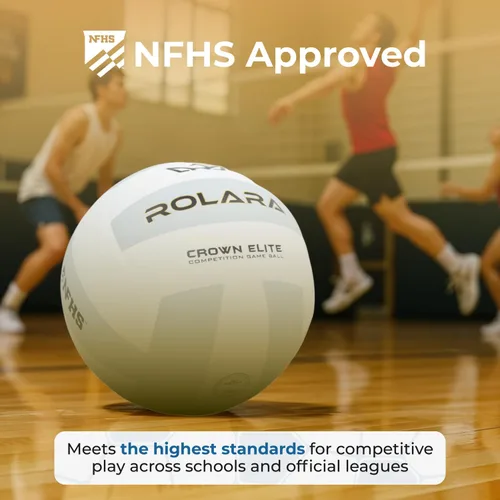 Miniatura 2 de Crown Elite - Pelota de voleibol – Cuero compuesto de microfibra importado de tamaño oficial aprobado por la NFHS con vejiga de butilo para una