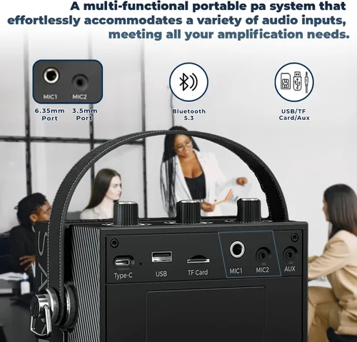 Miniatura 6 de Amplificador de voz Bluetooth 5.3 con auriculares de micrófono inalámbrico, micrófono amplificador inalámbrico personal para profesores, megafonía