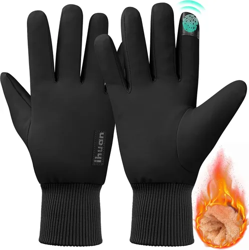 ihuan Guantes de invierno para hombres y mujeres, guantes de clima frío para correr, ciclismo, guantes impermeables para la nieve, guantes cálidos