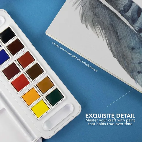 Miniatura 4 de Daler Rowney Aquafine - Juego de viaje de acuarela de 12 piezas, juego de pintura de acuarela para papel de acuarela y más, juego de acuarela